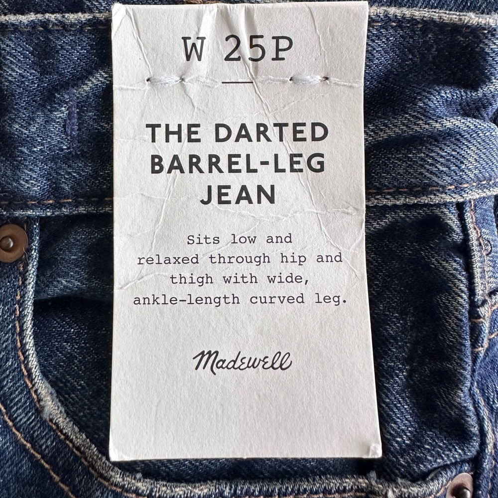 NEW MADEWELL The Petite Darted Barrel-Leg Jean Danver Wash Rigid Denim Size 25P - Picture 6 of 8